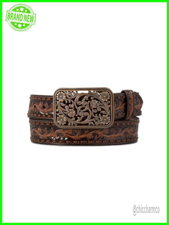 Women\'s Rhinestones Embossed Leather Belt with Floral Design main image 3